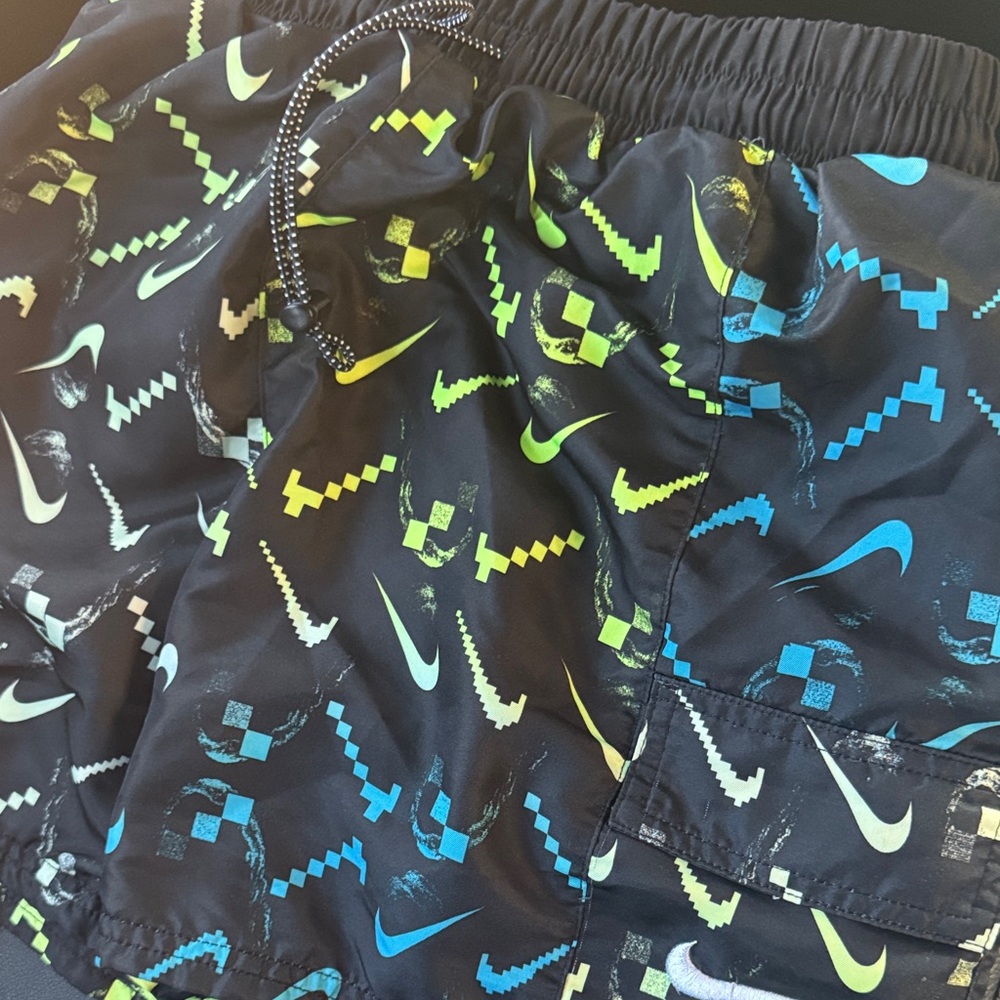 Nike Kids Geometric Pattern Shorts - Black, Blue, Green and some Pink